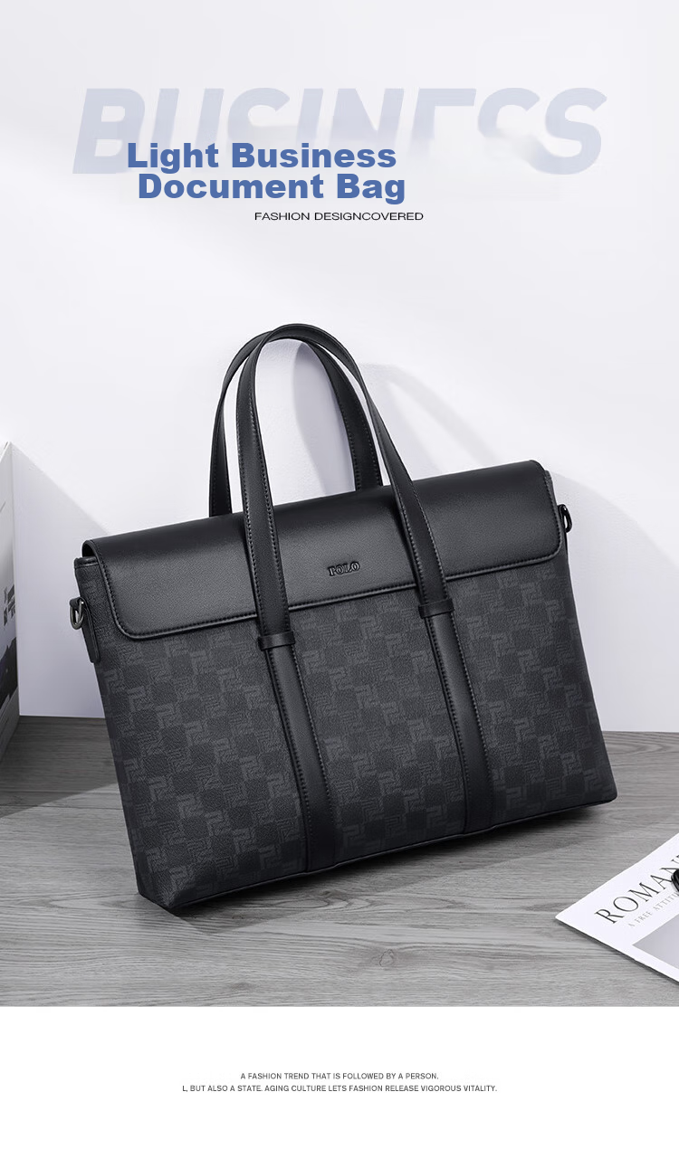POLO Briefcase, Men's Business Handbag, 16-Inch Laptop Bag for Men, Commuter Shoulder Bag, Durable Crossbody Bag for Me 1