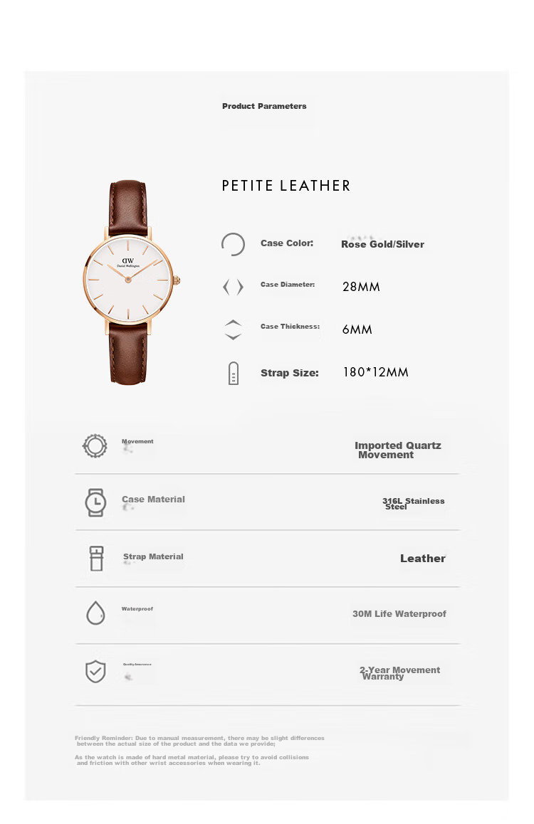 DanielWellington DW Ladies Watch, Niche Luxury Gold-Plated Steel Strap Quartz Wristwatch, Birthday Gift for Girlfriend, DW231 7
