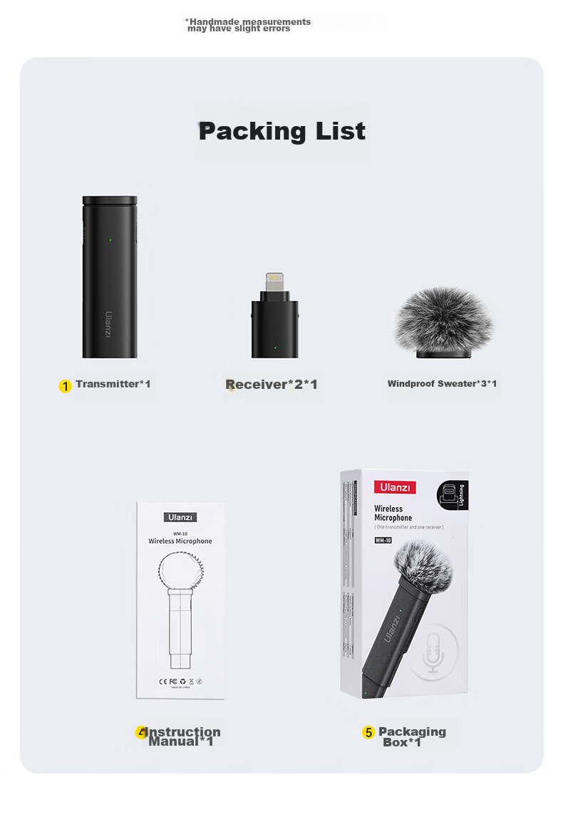 Ulanzi WM-10 Wireless Lavalier Microphone (Lighting Version) One-To Vlog Interview Outdoor Interview Live Streaming Mobile Direct Plug-In Microphone 11