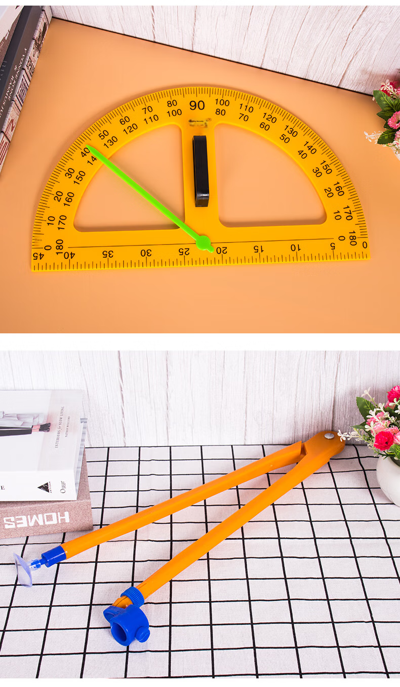 [Lowest Price Online] BOJIAO Magnetic Large Triangle Ruler Set, Teacher's Teaching Tool, Plastic Large Triangle Ruler Protractor Compass Math Teaching Aid, Magnetic 60-Degree Triangle Ruler (Yellow) 8