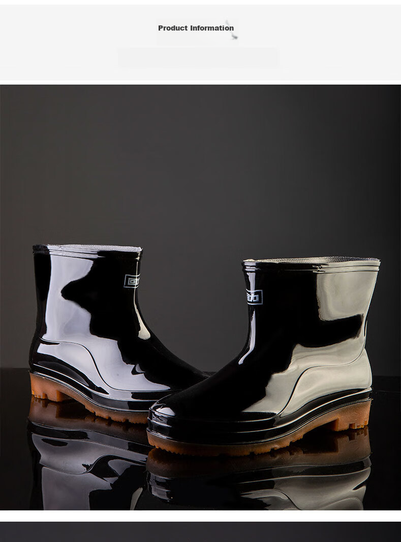 Huili Men's Stylish Rain Boots, Outdoor Kitchen Waterproof Non-Slip Wear-Resistant HL5575 Black Size 44 12