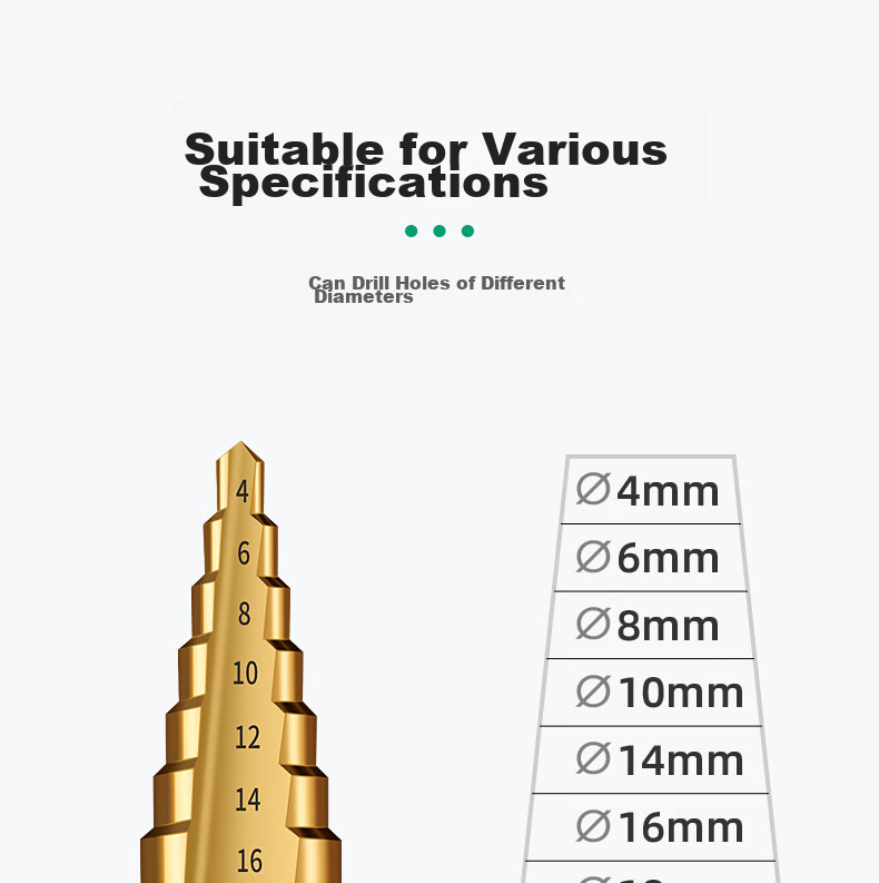 Baolian Stainless Steel Pagoda Drill Bit Set Cobalt Twist Drill Hole Opener Metal Step Drill Bit Set Alloy Reamer Drill Bit 4