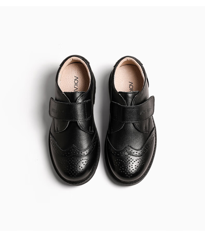 Aokang Boys' Leather Shoes, Black Soft-Soled Performance Shoes, Spring And Autumn New Style Children's Shoes, British Style Genuine Leather Performance Shoes for Older Childre 4
