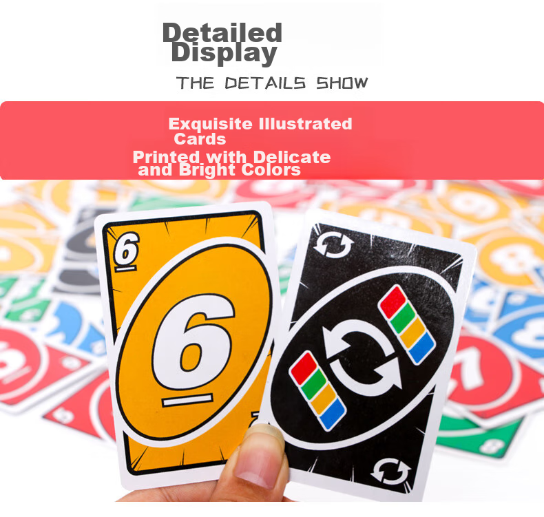 JUA Wuno Classic Uno Card Game Multiplayer Casual Party Poker Board Game Upgraded Version 450g 8