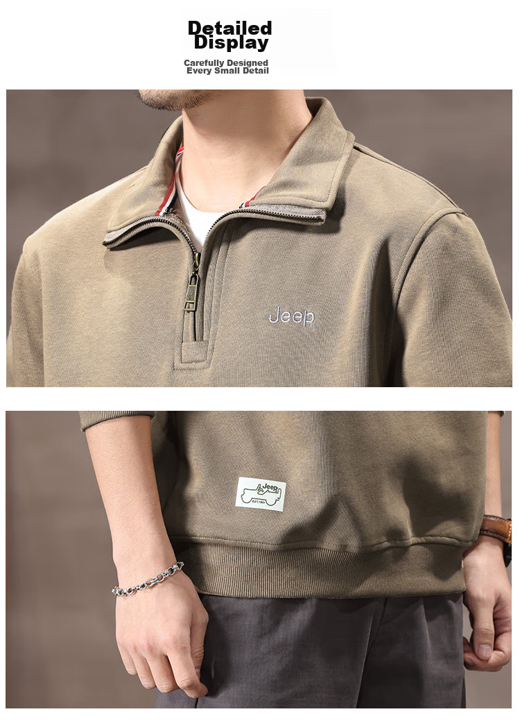 JEEP Spring And Autumn 2026 New Men's Sweatshirt with Lapel Collar, Versatile Casual Jacket, Loose-Fitting Sports Polo Collar Top for Men's Wear 31