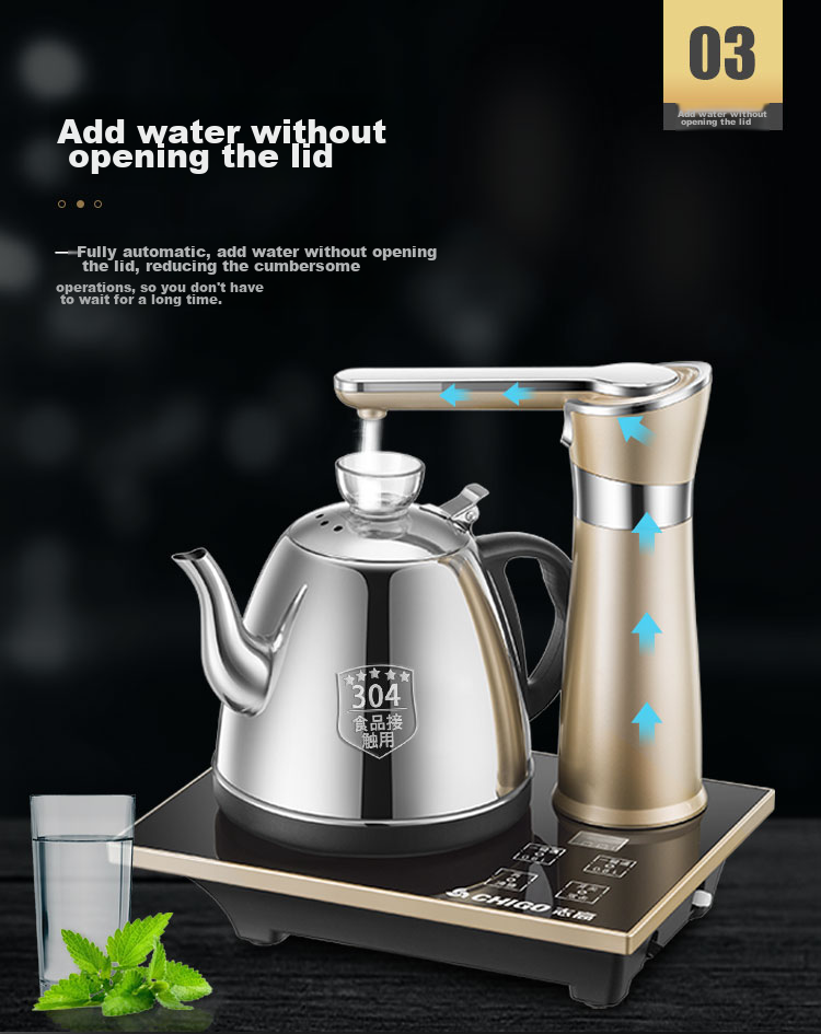CHIGO Pure Titanium Electric Kettle Fully Automatic Water Supply Electric Kettle Tea Table Integrated High-Temperature Sterilization Electric Tea Stove Embedded Tea Table Special Electric Tea Tray JBL 5
