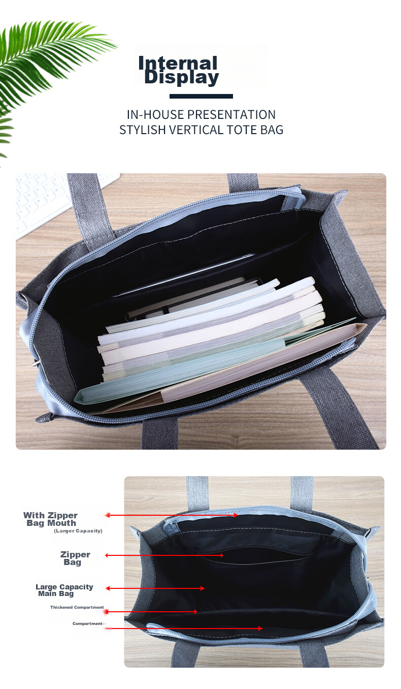 Bailiwen BX1013 Blue Vertical Handbag, Tutoring Bag, Student Book Carrier, Large Capacity Document Bag with Zipper, Homework Subject Storage Bag, Art Bag 9