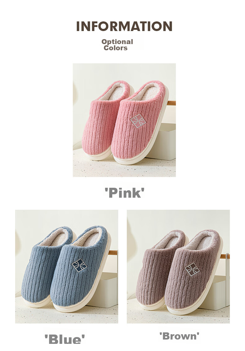 YUZHAOLIN Cotton Slippers for Men And Women, Winter Plush Warm Non-Slip Maternity Shoes, Home Cotton Shoes YR102 5