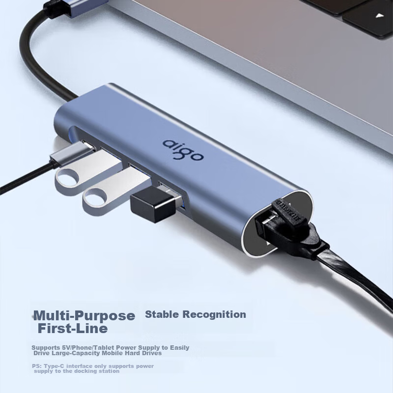 Aigo Type-C to RJ45 Gigabit Ethernet Adapter Cable Converter, USB-C Hub Expansion Dock R03C (Metal)