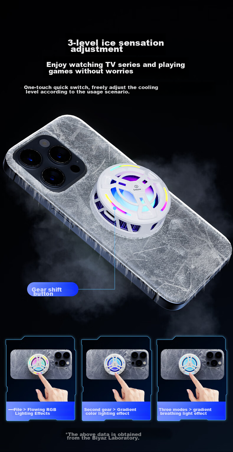 BIAZE [No Overheating During Live Streaming] Mobile Phone Water Cooling Radiator Live Streaming Dedicated Magnetic Cooling Clip Semiconductor Compatible with Apple Black Shark Red Magic Flydigi 8