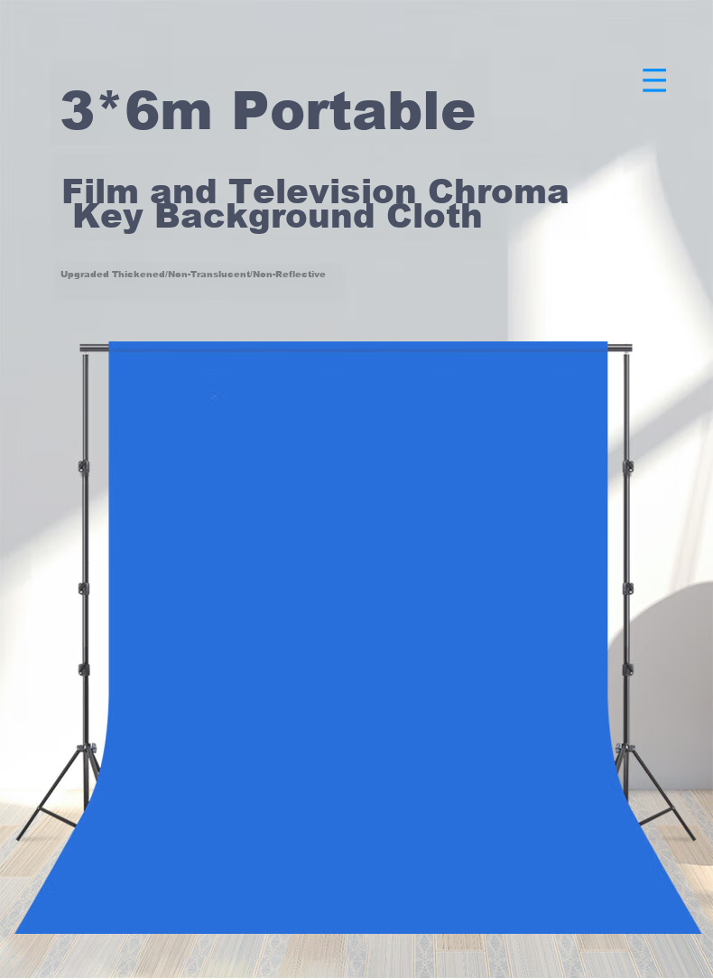 Hakutatz Live Streaming Video Green Screen, Anchor Chroma Key Shooting, Portrait Background Cloth, Photography Pure Color Virtual Background, Internet Celebrity Background Wall, 3*6 Meters Blue 1