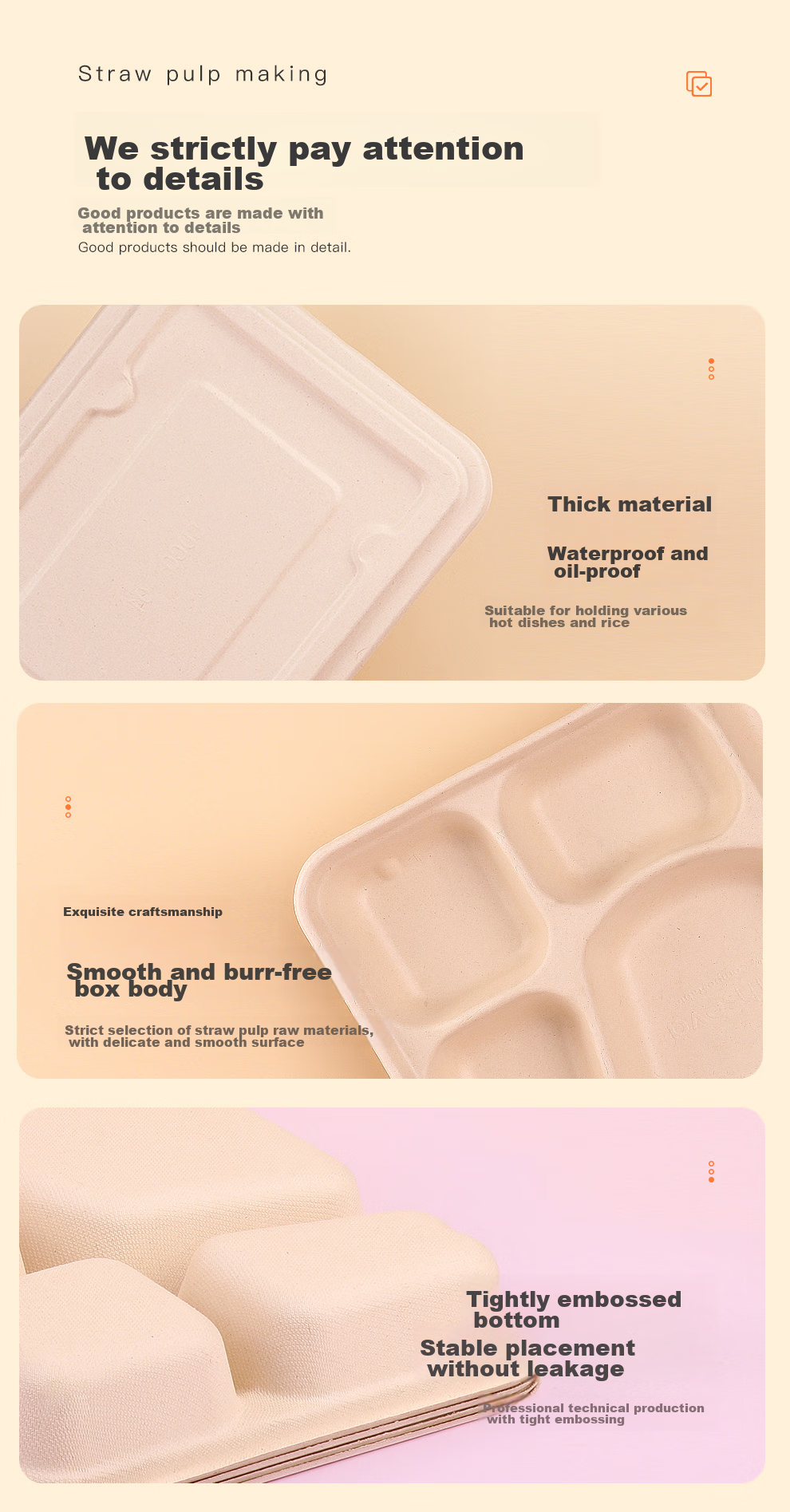 Youheyoumi Six-Compartment 1300ml*25 Sets Disposable Food Containers with Lids, Takeout Packaging, Multi-Compartment Lunch Boxes, Biodegradable Series 7