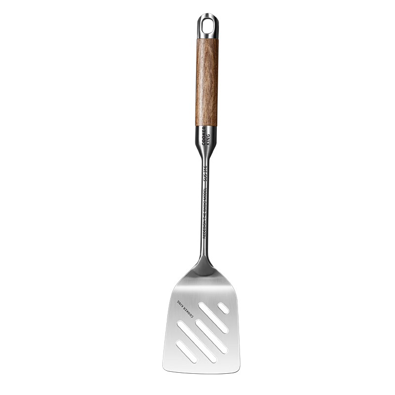 COOKER KING Spatula, 316 Stainless Steel Cooking Utensil, Imported Rosewood Handle, One-Piece Thickened Stir-Fry Spatula
