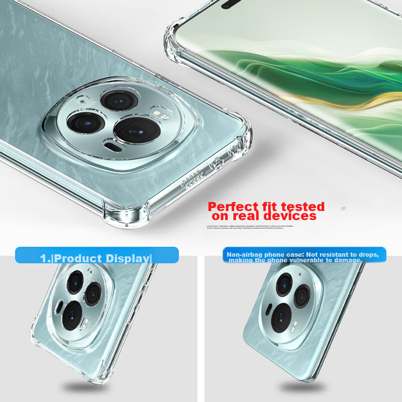Чехол ESCAPE для Honor Magic6 Pro, противоударный, прозрачный, с TPU подушками безопасности, с магнитным кольцом, полупрозрачный белый