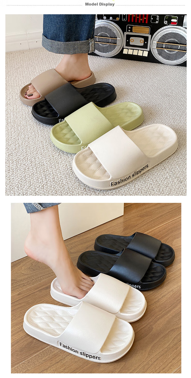 IQGD Slippers for Men And Women, Soft-Soled Floor Slippers, Non-Slip Bathroom Slippers for Couples, Home Use, 1819 Black, Size 42-43 1