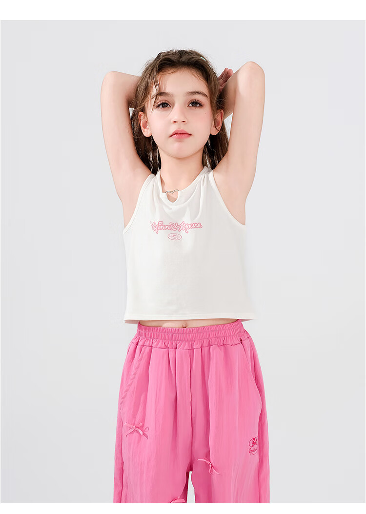 Disney Princess Summer Thin Vest for Girls, Sweet and Cool Sleeveless Tank Top, Breathable and Versatile, White, Size 160 13