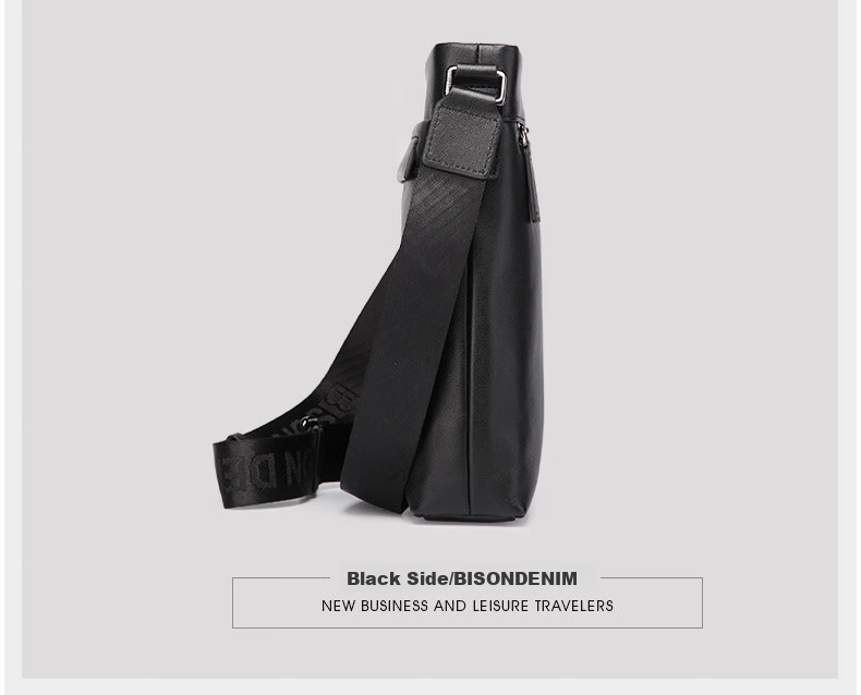 Meizhouyeniou Shoulder Bag, Men's Crossbody Bag, Casual Genuine Leather Men's Bag N2357-1B Black, Birthday Gift for Boyfriend 22