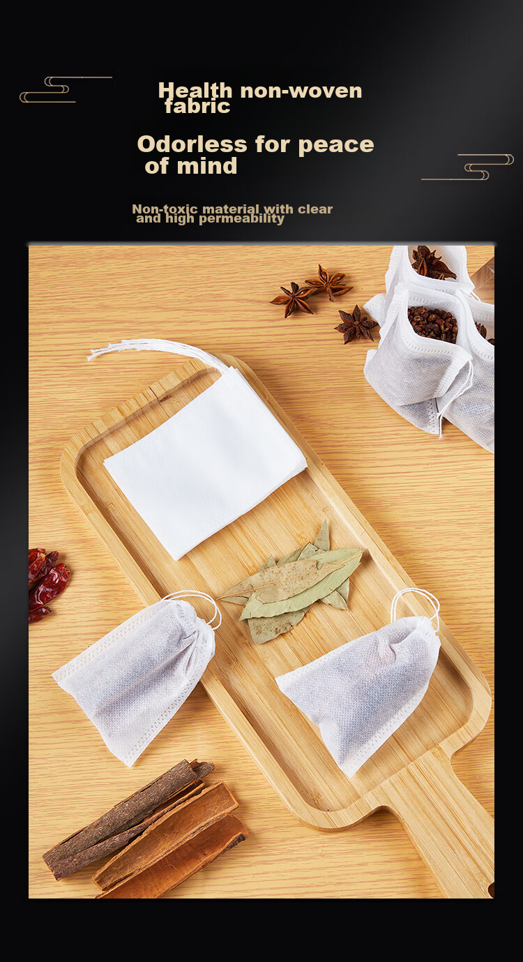 SHUANG YU Non-Woven Filter Bags Tea Bags Chinese Medicine Bags Marinade Bags 100 Disposable Herbal Medicine Bags Spice Pouches Drawstring Style 5