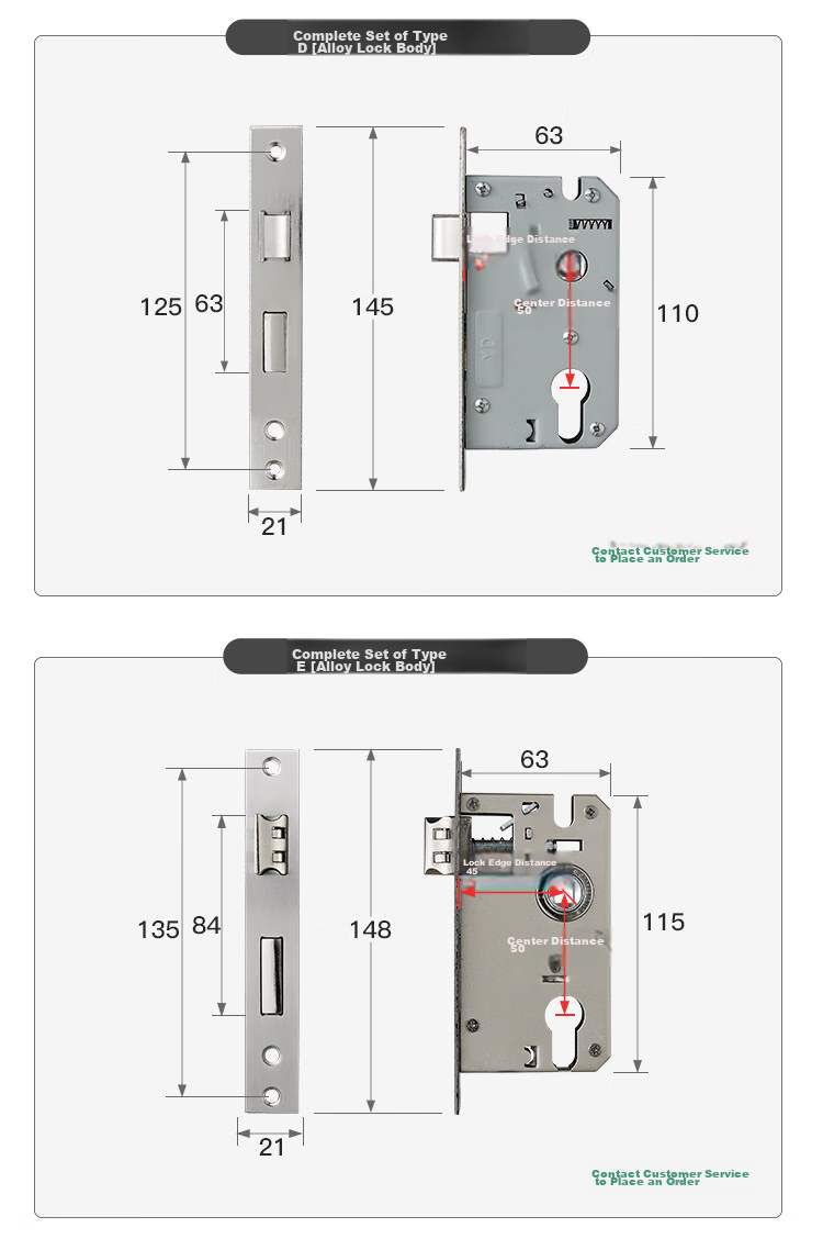 GUTE Door Lock, Interior Bedroom Wooden Door Lock, Room Door Handle, Stainless Steel Bathroom Door Lock, Brushed Color, Adjustable Door Lock 13