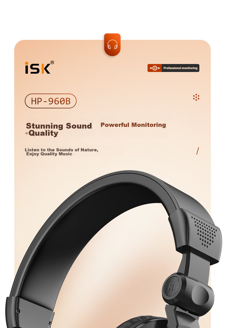 ISK MDH8500 Professional Over-Ear Monitoring Headphones, Comfortable Full-Enclosed Cavity Design, Gaming Headphones for Computer And Mobile Phones, Sound Card, Karaoke Recording And Gaming Music 1
