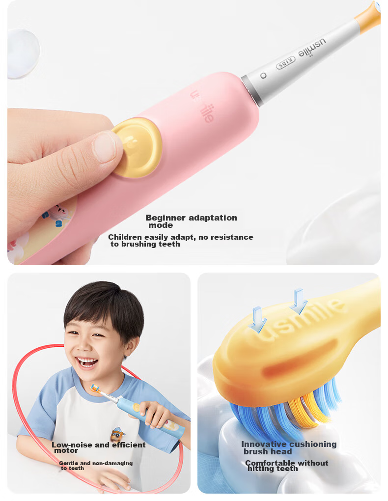 Usmile Children's Electric Toothbrush with Sonic Vibration, 120-Day Battery Life, A10 Phantom Blue, for Ages 3-12, Birthday Gift, Children's Present 3