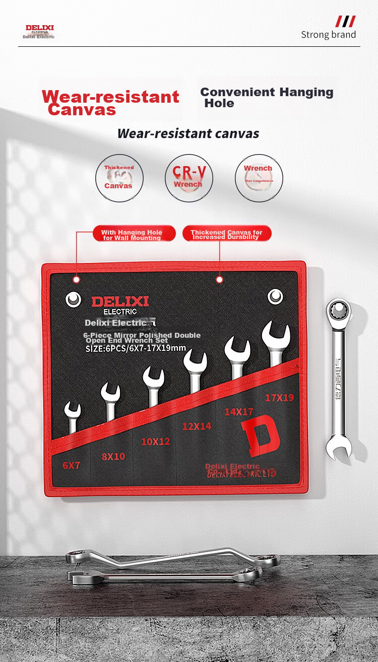 DELIXI ELECTRIC Wrench Set, Open-End Wrenches for Home And Car Repair, Labor-Saving Open-End Wrenches, 6-Piece Set 4