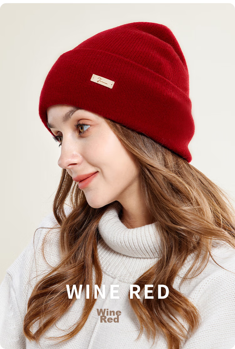 JIUMU Pure Wool Warm Knit Hat, Autumn And Winter Knitted Cap, Cold Hat, Winter Hat, Maternity Hat, Outdoor Cold-Proof Hat for Women in Winter 20