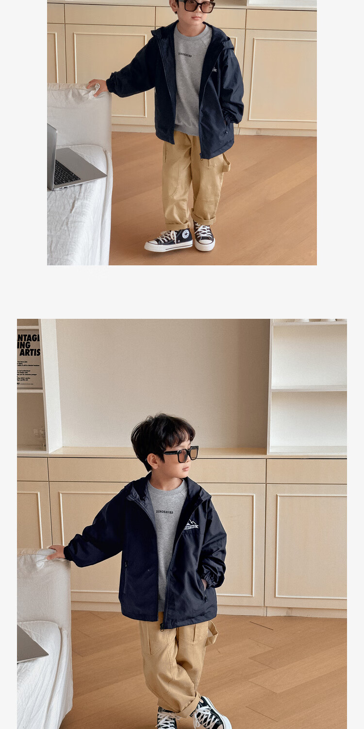 LUSON Chen Dazhu Boys Outdoor Hooded Workwear Jacket 2025 Spring Autumn New Children's Water-Repellent Mountaineering Coat 14