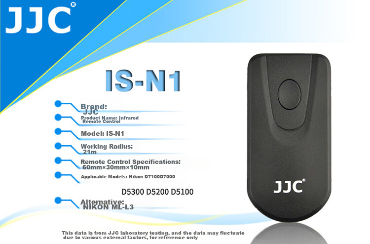 JJC Wireless Remote Control ML-L3 for Nikon D90, D610, D750, D7500, D7200, D7100, D7000, D5500, D5200 DSLR Cameras 1