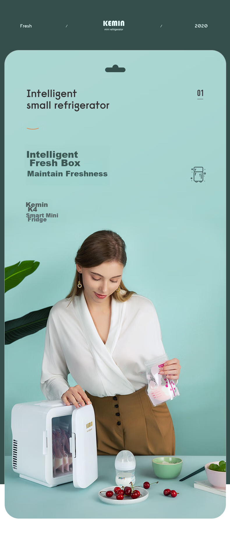 Kemin 4L High-End Car Refrigerator, Dual-Use for Car And Home, Mini Breast Milk Cooler, Small Fridge, Dormitory Refrigerator, Cooling And Heating Box 2
