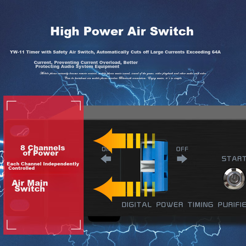 SHILE YW-11 Professional Engineering 8-Channel Power Sequencer, 232 Serial Port Conference Stage Amplifier Audio Equipment, Air Switch High-Power Controller