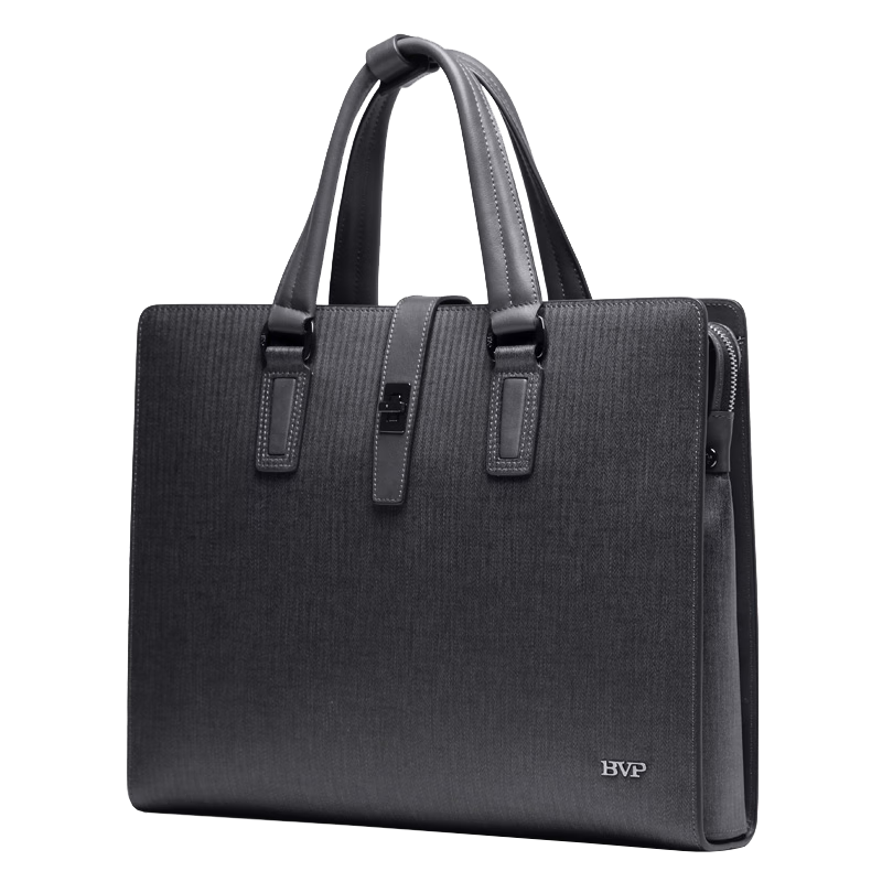 BVP Men's Handbag, Business Briefcase, Cowhide Lock Buckle, Simple Horizontal Style Handbag, Father's Day Gift