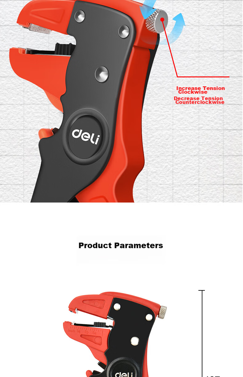 Deli Multifunctional Wire Stripping Pliers, Automatic Wire Stripper, Versatile Cable Puller, 0.2-4mm 6