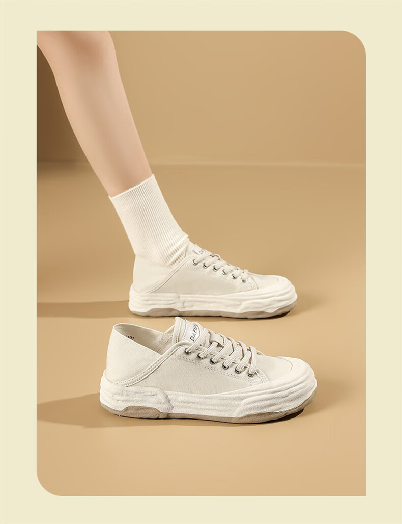 DAPHNE Slip-On Canvas Shoes for Women, New Autumn 2026 Style, Flat Maternity Shoes, Two-Way Casual Sneakers, Versatile White Shoes 8