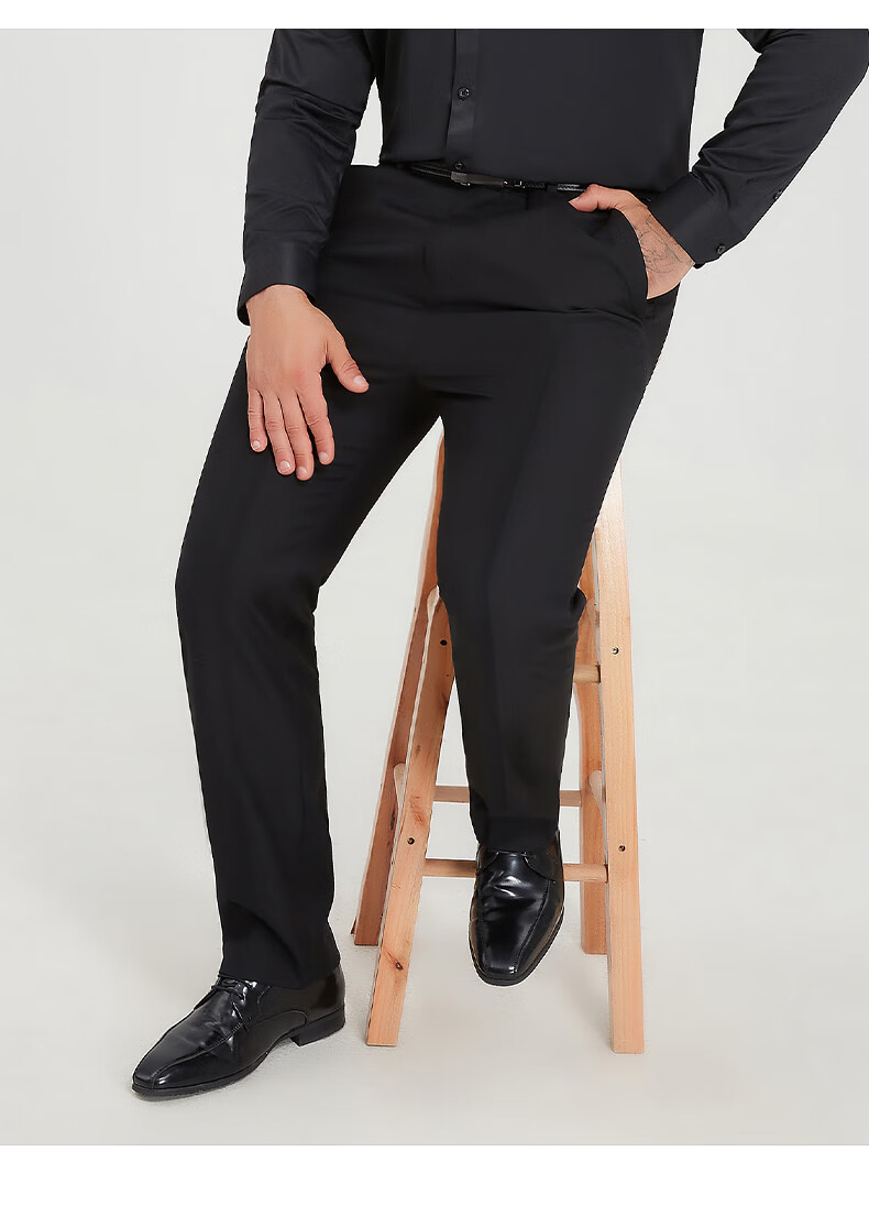 Dibinze Large Size Dress Pants for Men, Plus-Size Business Formal Wear, Loose Straight-Leg Black Suit Trousers for Overweight Men, Black, 9XL 17