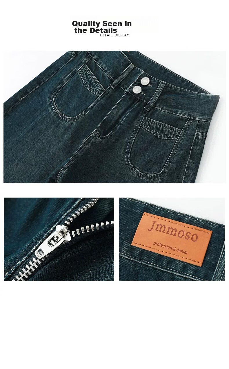 Ziyouxi Wide-Leg Jeans for Women, Autumn 2025 New Style, High-Waisted Slimming Loose-Fitting Draping Casual Straight-Leg Pants 15