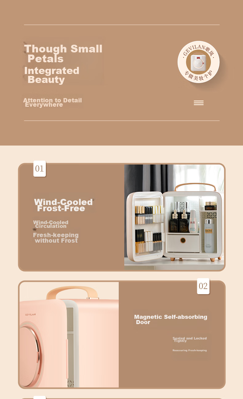 GEVILAN Beauty Refrigerator for Serum, Face Cream, Lipstick, Face Mask, Skincare Cosmetics, Cold Storage, Preservation And Organization, Specialized Mini Fridge, Gift for Girlfriend, Wife, Best Friend, Birthday Present, F1 White 19