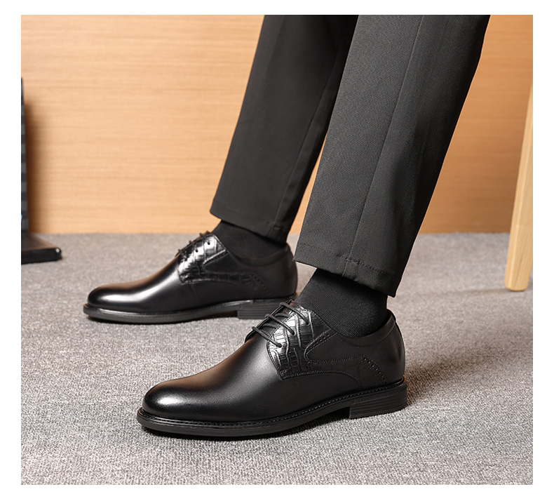 LAORENTOU Men's Leather Business Casual Shoes, Spring Autumn Fashion Comfortable Dress Shoes, Black, Size 38, Model LA12283 15