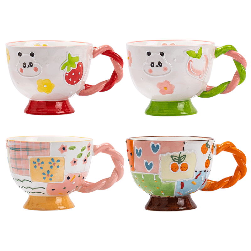 JD Original Mug, Coffee And Water Cup, Ceramic Office Breakfast Cup, Gift, Twisted Handle, Orange, 460ml
