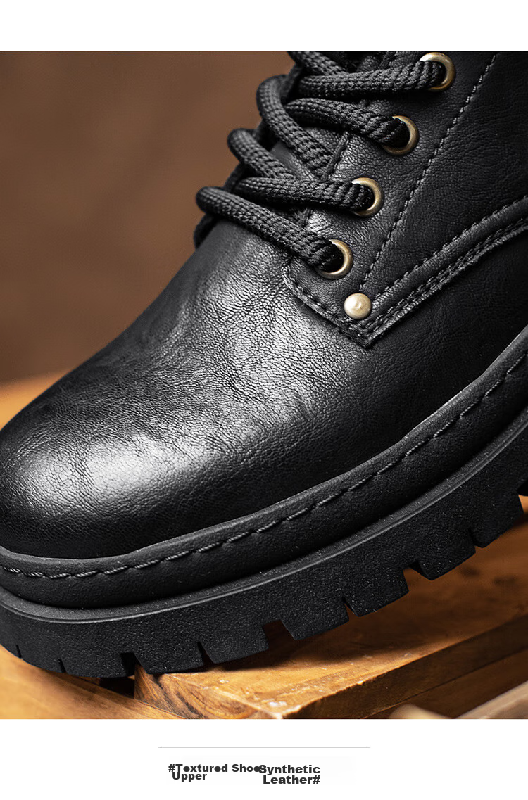 Bull Family Men's Autumn Winter Martin Boots Trendy Versatile Work Shoes Retro Durable Leather Boots for Men 13