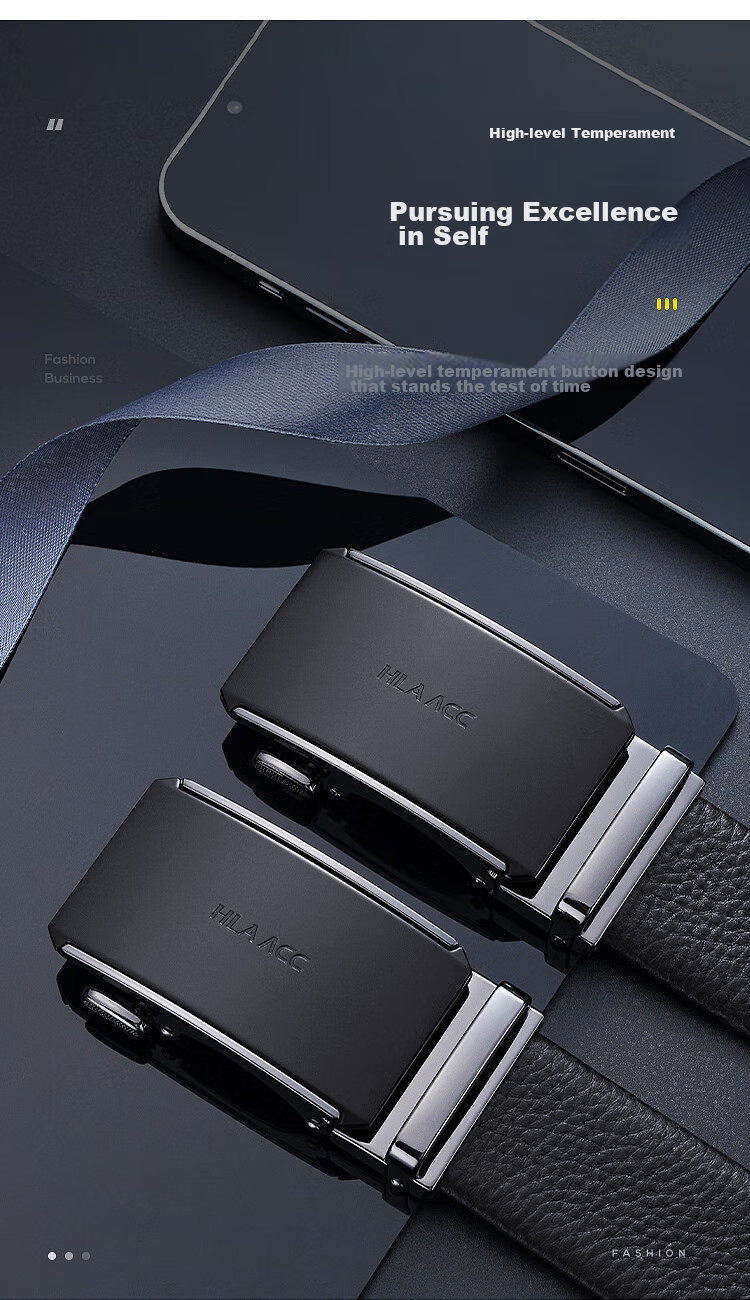 HLA Men's Belt, Top-Grain Leather, Automatic Buckle, Waistband, Practical Birthday Gift for Dad Or Husband, New Style 5