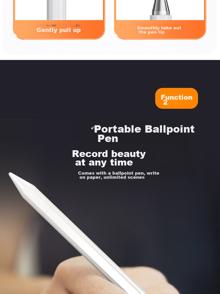 ESCASE [Three-In] IPad Capacitive Stylus, Mobile Phone Tablet Touch Writing Pen, Magnetic Screen Compatible with Huawei Apple Pencil Second Generation, Tech White TP-I15Pro 4