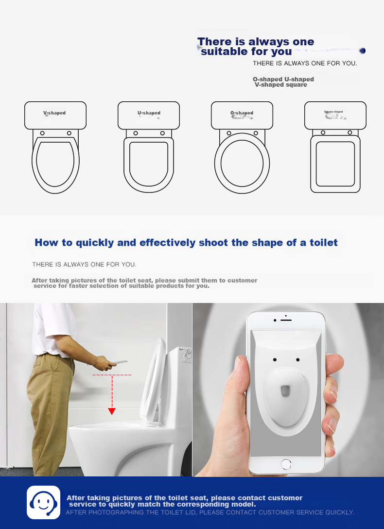 Haili Toilet Seat Cover Universal V-Shaped U-Shaped Melamine Thickened Old-Style Toilet Seat Ring Household Toilet Seat Accessory Replacement 804 1
