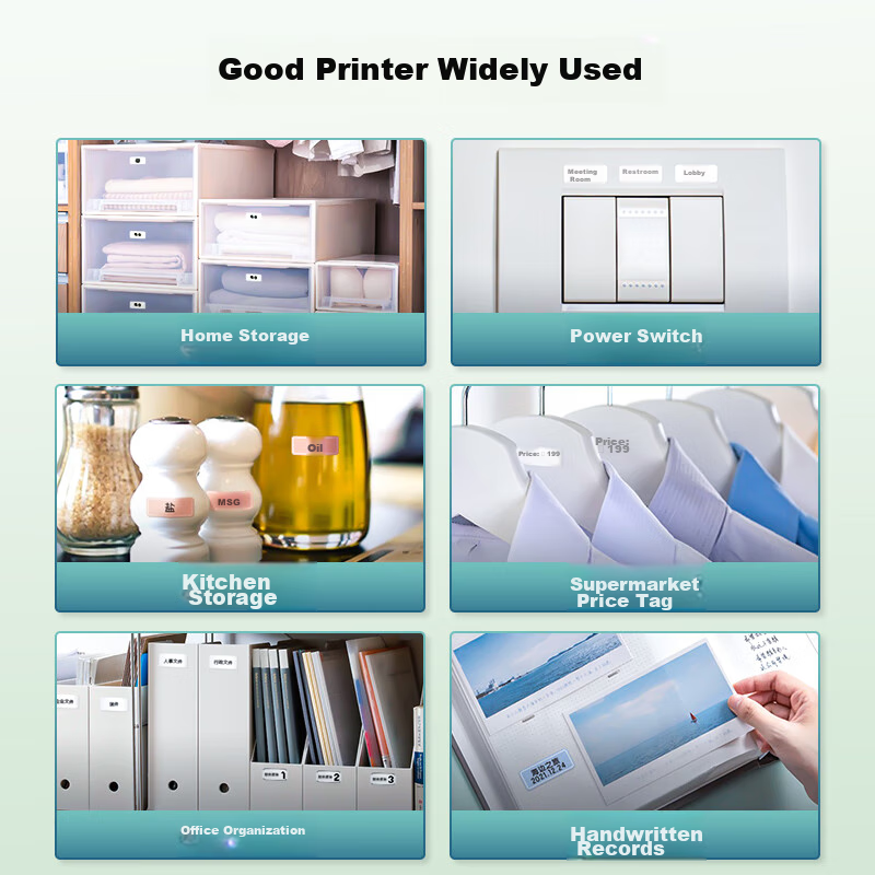 Deli Q2 Green Portable Thermal Label Printer for Home Use, Journal Name Tags, Storage Labels, Price Tags, Food Labels Printer with Mobile Bluetooth Connectio