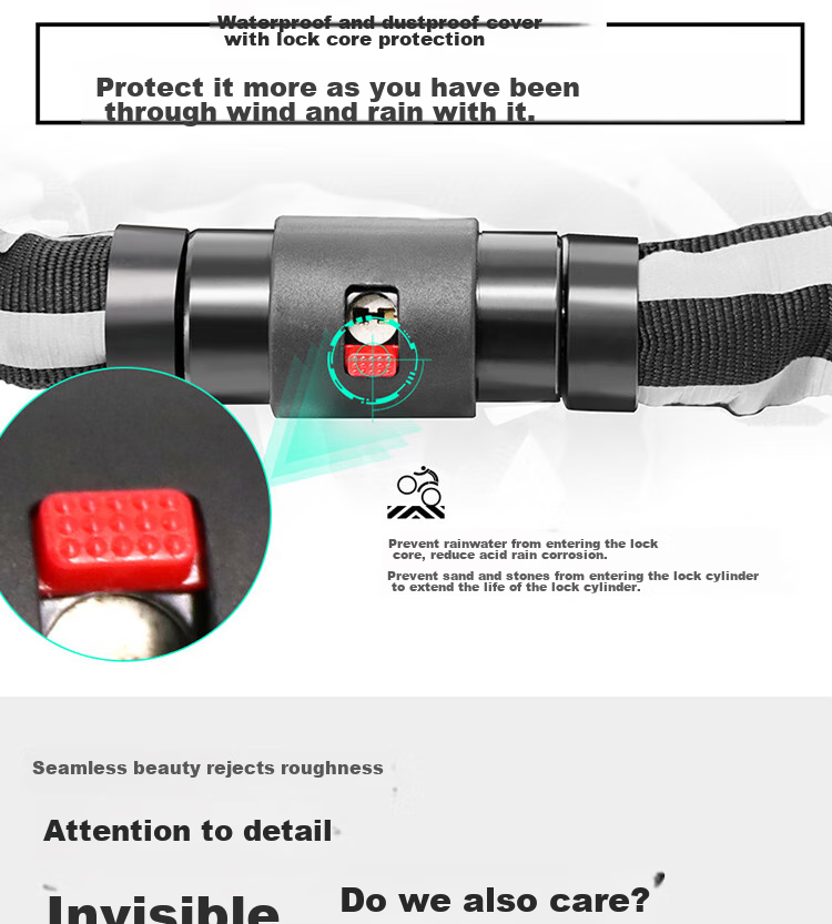 HOTUN Chain Lock, Bicycle Lock, Anti-Theft Portable Lock for Mountain Bikes, Electric Bikes And Motorcycles, HDHL-08 Classic Model 10