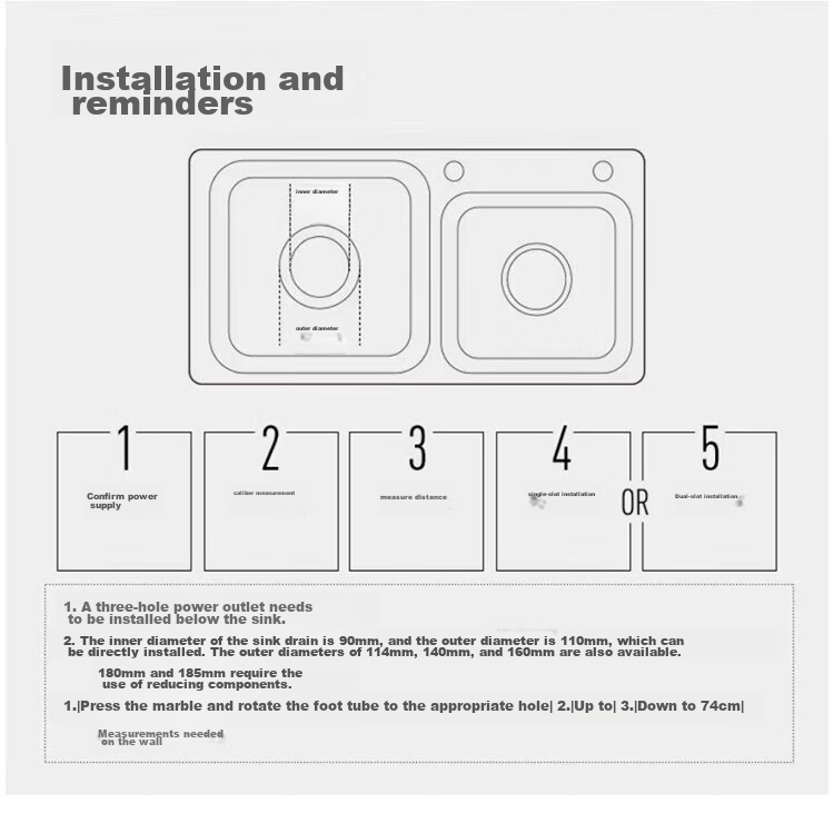 BECBAS Intelligent Garbage Disposal, Kitchen Food Waste Crusher, Wireless Switch E40evo 24