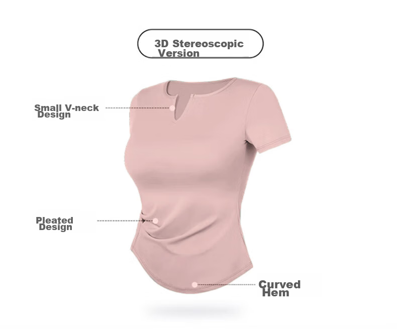 LangSha Women's Short-Sleeve T-Shirt, Spring And Summer Quick-Dry Breathable Training Top, Small V-Neck Fitness Shirt, Professional Running Sports T-Shirt 5