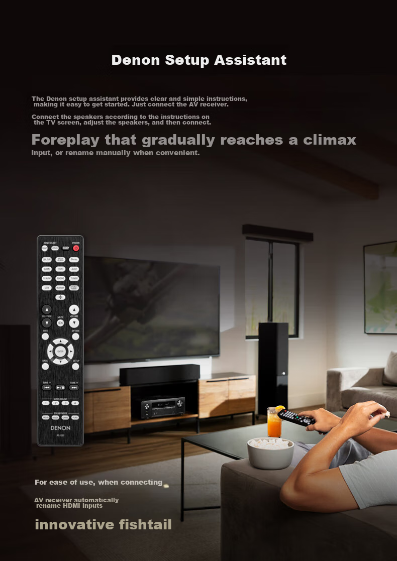 DENON AVR-X1800H Amplifier with 3D Sound Effects, 8K Home Theater, 7.2 Channel HEOS Lossless Music Streaming, 175W High Power, Imported Dolby Atmos DTS:X Bluetooth WiFi 10