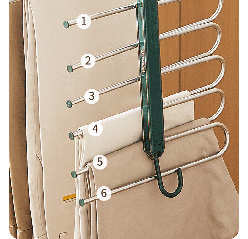 40,000km Folding Pants Hanger Multi-Layer Multifunctional Non-Slip Trouser Rack Home Use Pants Clip Organizer 7
