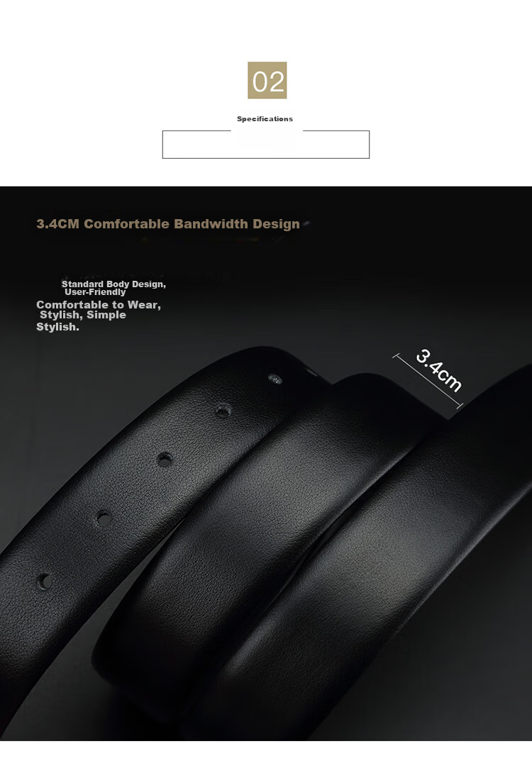 CROCODILE Leather Belt with Napa Texture, Men's Waistband without Pin Buckle, T2655 4